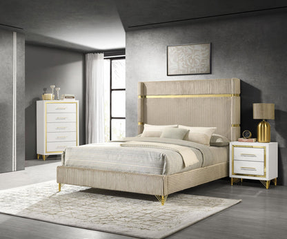 Lucia 3-piece Queen Bedroom Set Beige and White