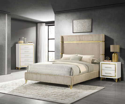 Lucia 3-piece Queen Bedroom Set Beige and White