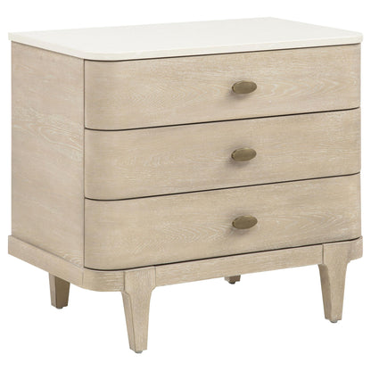 Lucaire 3-drawer Nightstand Bedside Table Sandstone
