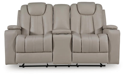 Elevate Edges - Glide Reclining Loveseat With Console - Coin