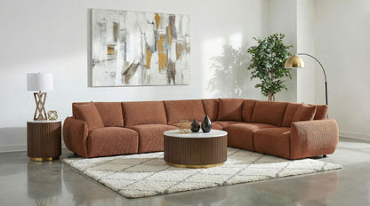 Elysia 6-piece Fabric Upholstered Modular Sectional Sofa Coral