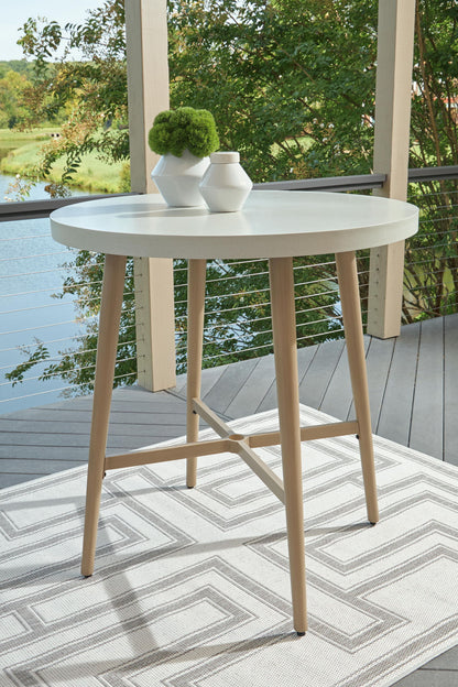 Seton Creek - Round Bar Table With Umbrella Option - Beige