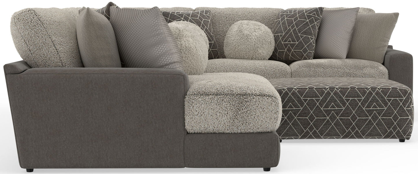 Canyon - 4 Piece Sectional With Cuddler Seat Cushions, Included Accent Pillows And Cocktail Ottoman (Left Side Facing Chaise) - Umber