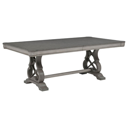 Cresswell 104-inch Double Pedestal Extension Dining Table Weathered Taupe