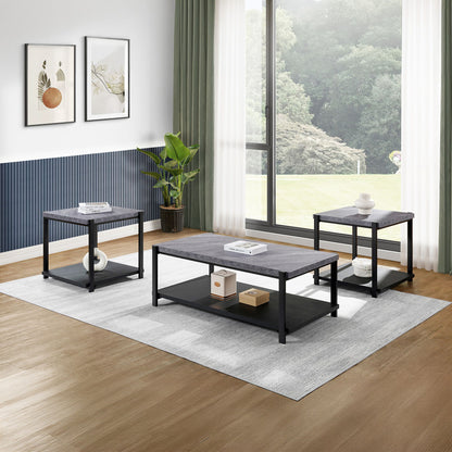 Linea - 3 Piece Occasional Set (1 Coffee & 2 End Tables) - Dark Gray