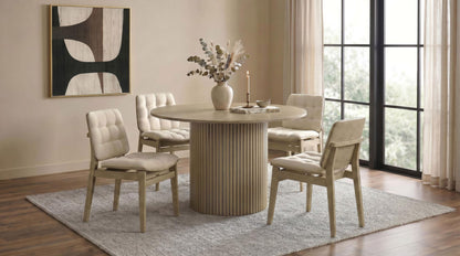 Hamlyn 5-piece Round Wood Dining Set Cream and Natural Oak
