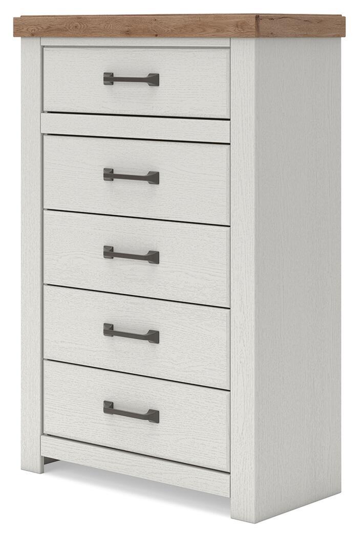 Savonport - Five Drawer Chest - White / Brown