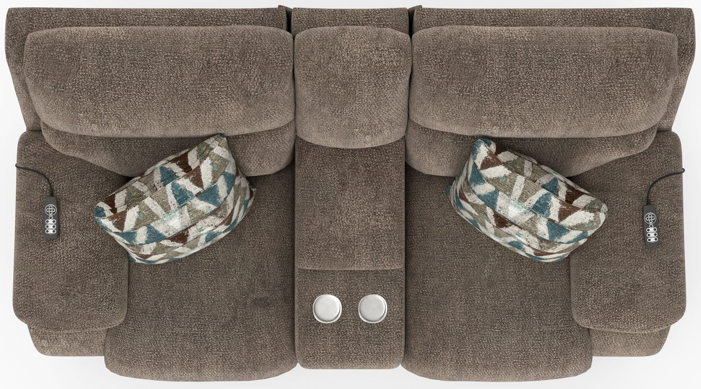 Joya - Power Headrest Power Lay Flat Reclining Console Loveseat With CR3 Heat/Massage/Lumbar/ZG