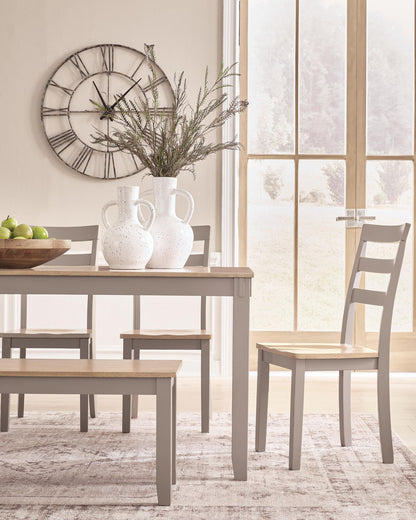 Harperfeld - Dining Room Table Set (Set of 6) - Natural / Gray