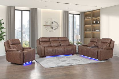 Carrow - Sofa With Power Headrest & Footrest, Stereo, Massage - Brown
