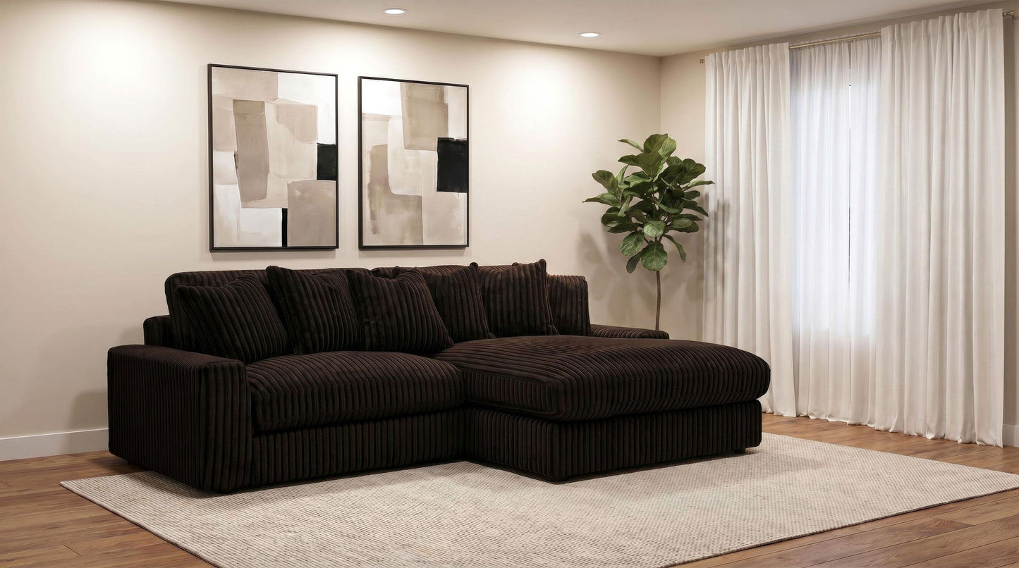 Blaine Upholstered Reversible Chaise Sectional Sofa Chocolate