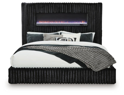 Tayleena - Upholstered Bed With Fireplace And Wireless Audio