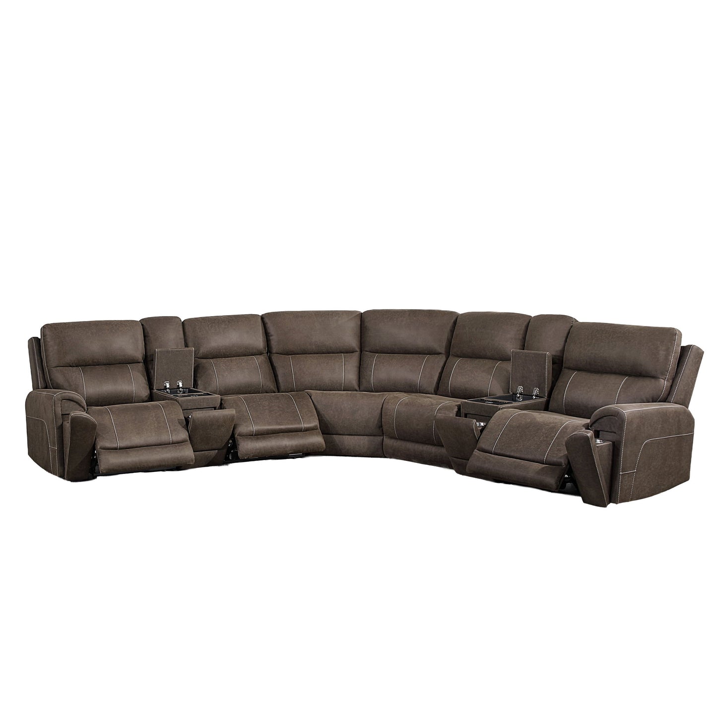 Gaia - 7 Piece P2 Power Sectional - Brown
