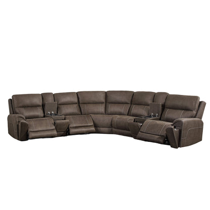 Gaia - 7 Piece P2 Power Sectional - Brown