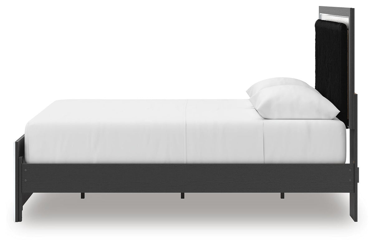 Zuraleus - 4 Pc. - Queen Upholstered Bed With Roll Slats, Dresser, Mirror And Nightstand - Black
