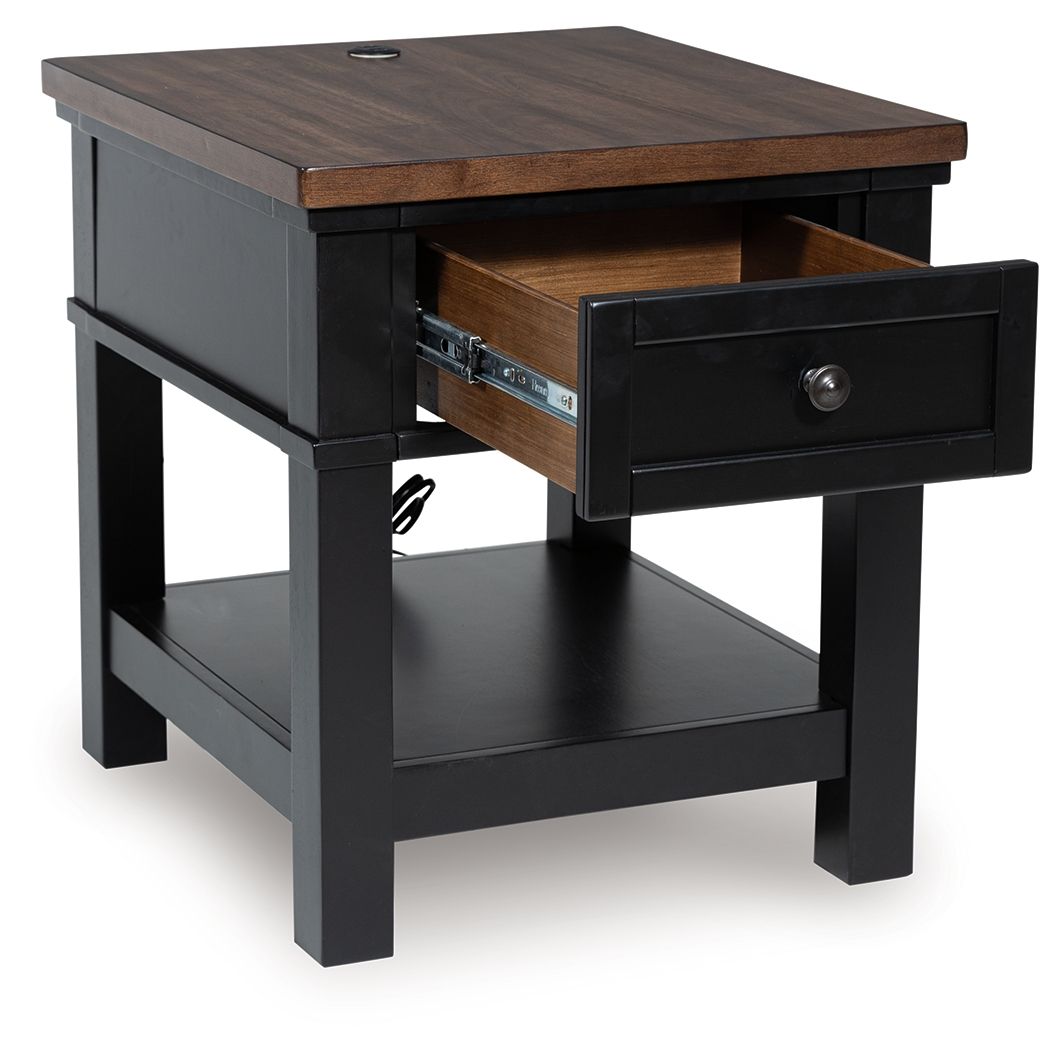 Wildenauer - Rectangular End Table - Brown / Black