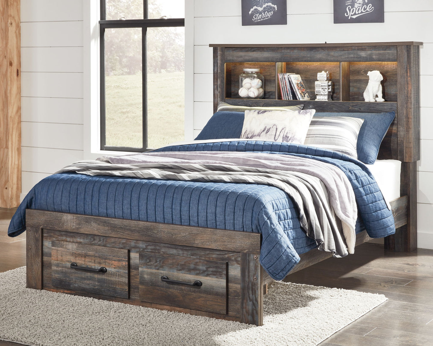 Drystan - Panel Bookcase Bed