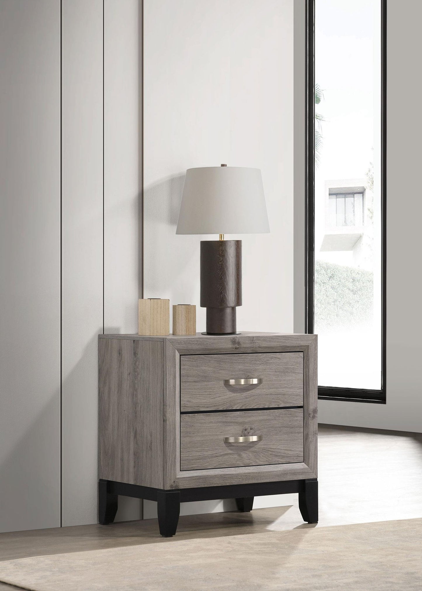 Valen 2-drawer Nightstand Bedside Table Light Taupe
