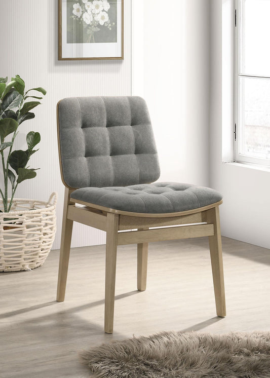 Redbridge Upholstered Side Chair Grey and Natural Oak (Set of 2)