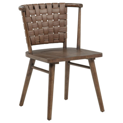 Tallis Woven Leatherette Back Dining Side Chair Brown (Set of 2)