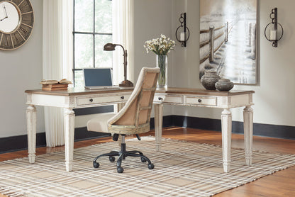 Realyn - L Shaped Desk With Lift Top - White / Brown