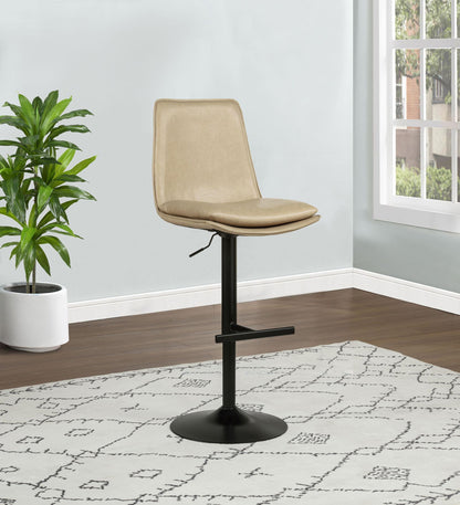 Eldridge Faux Leather Upholstered Adjustable Bar Stool Coffee Tan