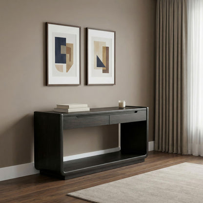 Leandro 2-drawer Entryway Sofa Console Table Burnished Black