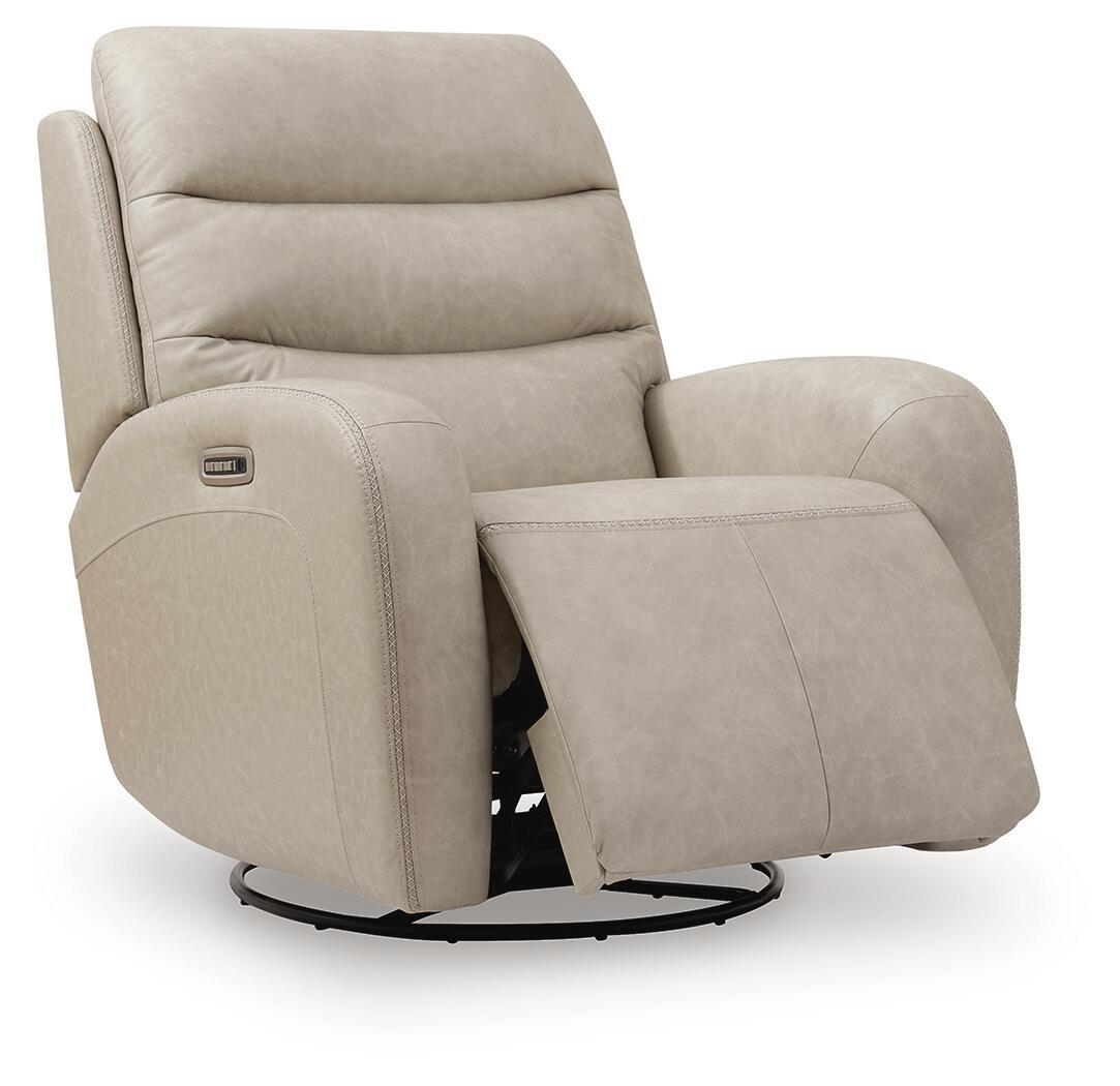 Motion-Max - Swivel Glider Power Recliner - Stonewash