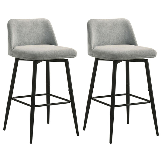 Mellor Fabric Upholstered Swivel Bar Chair Grey (Set of 2)