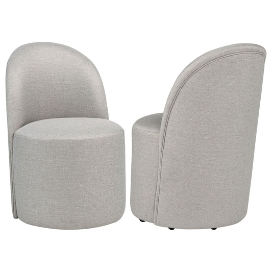 Aubrey Upholstered Barrel Dining Side Chair Beige (Set of 2)