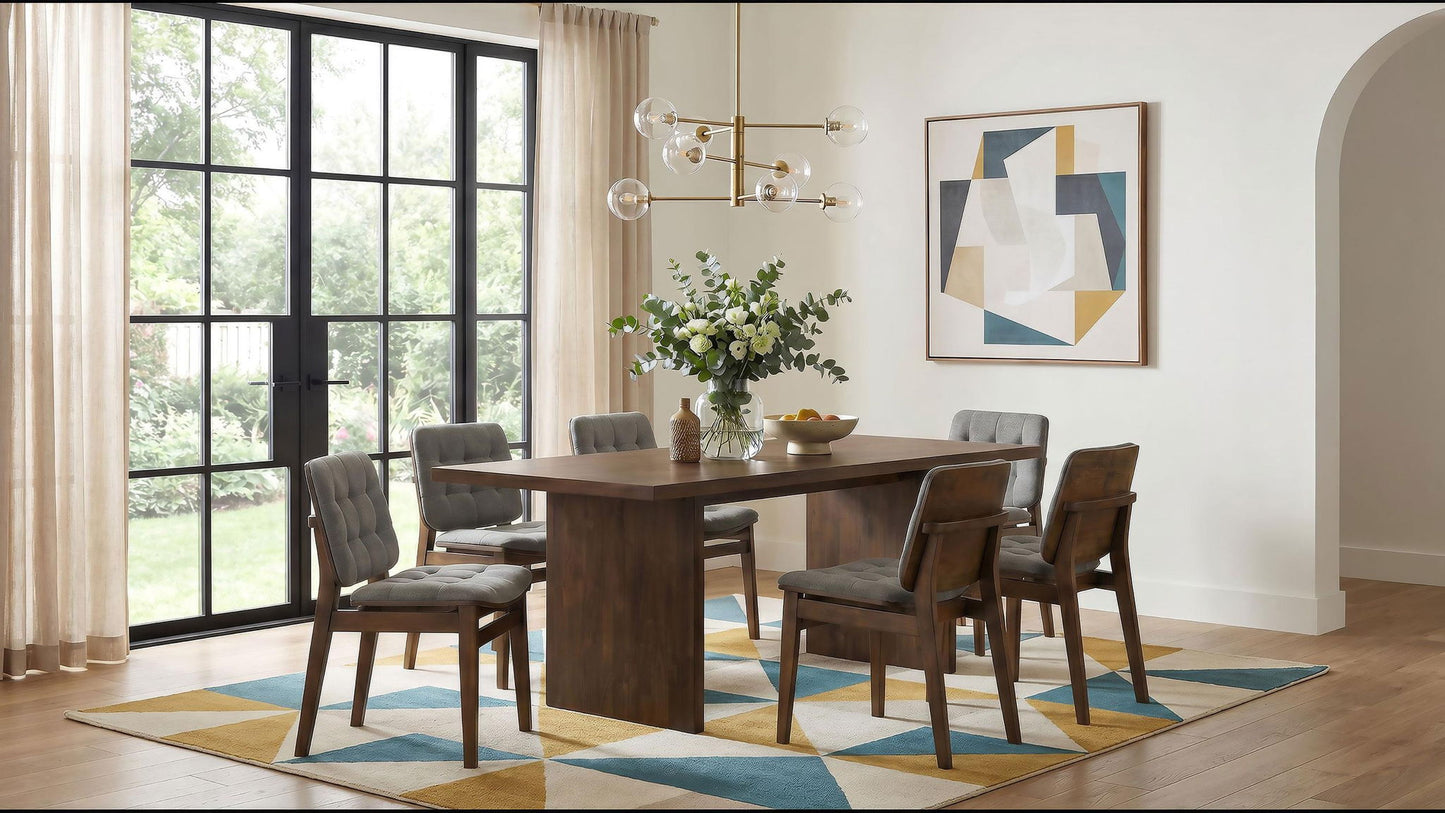 Decker 7-piece 82-inch Rectangular Dining Set Grey and Walnut