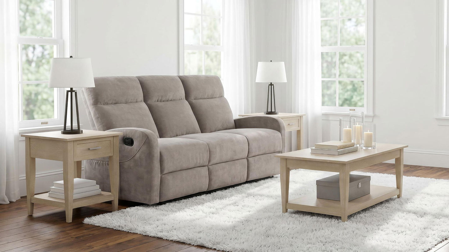 Hamilton Chenille Manual Reclining Sofa Sand