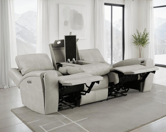 Brickston Triple Power Reclining Sofa Grey