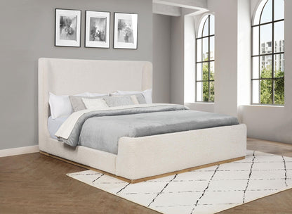 Nala Eastern King Bouclé Upholstered Platform Bed Cream