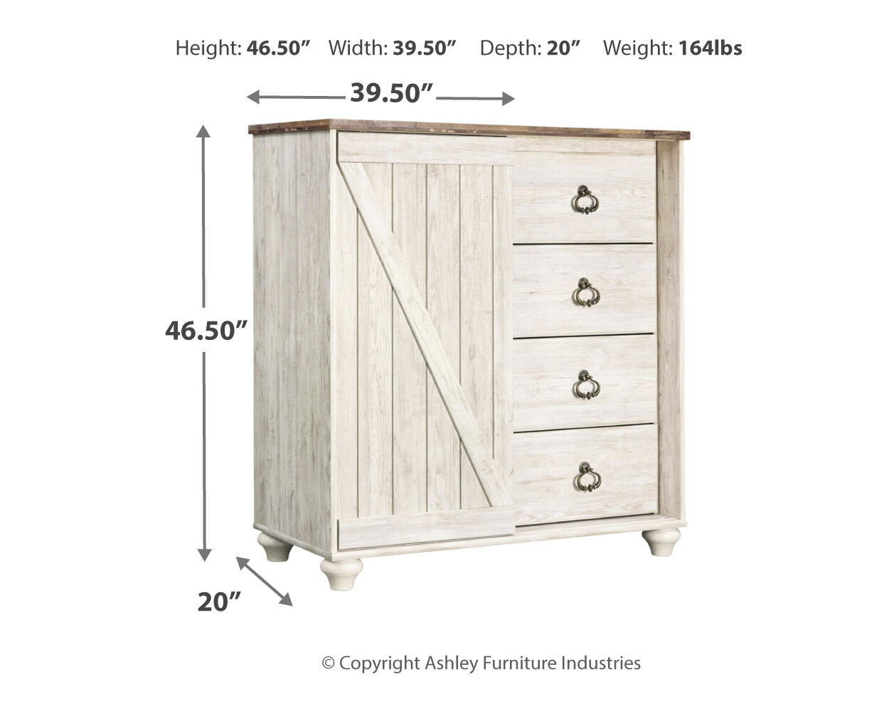 Willowton - Dressing Chest - Whitewash