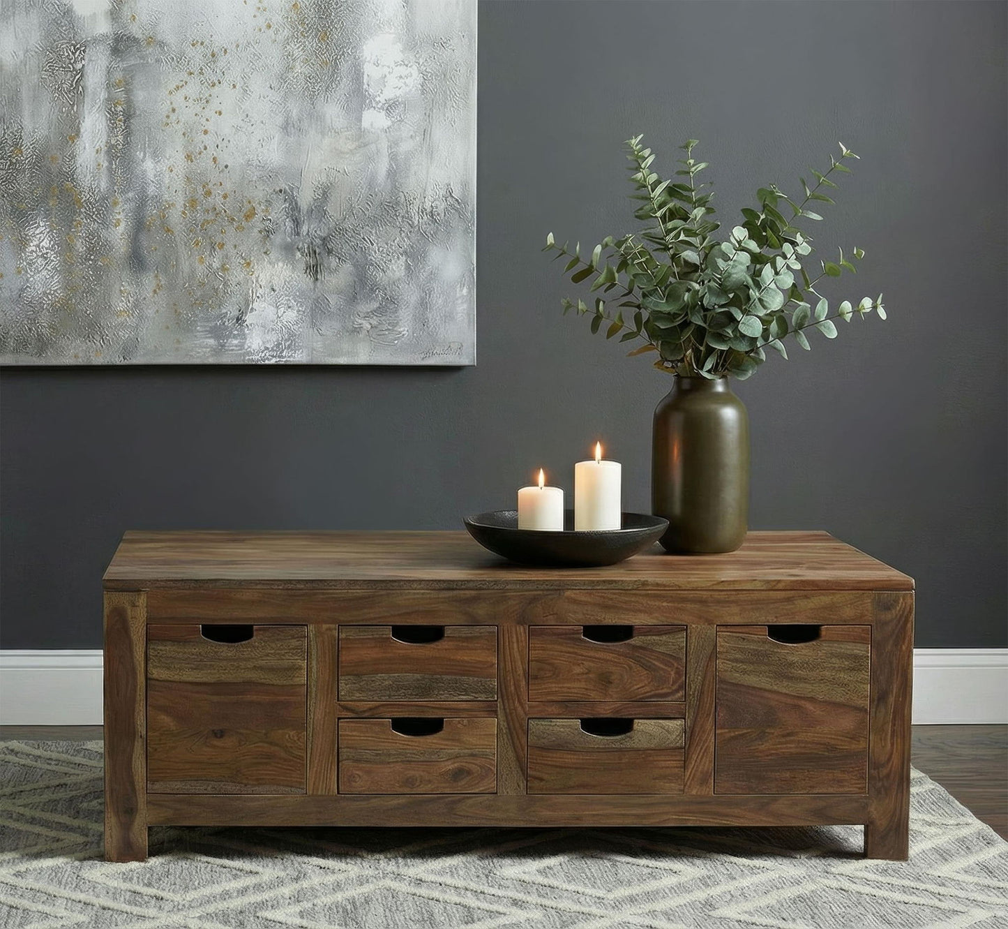 Esther 6-drawer Solid Wood Coffee Table Natural Sheesham