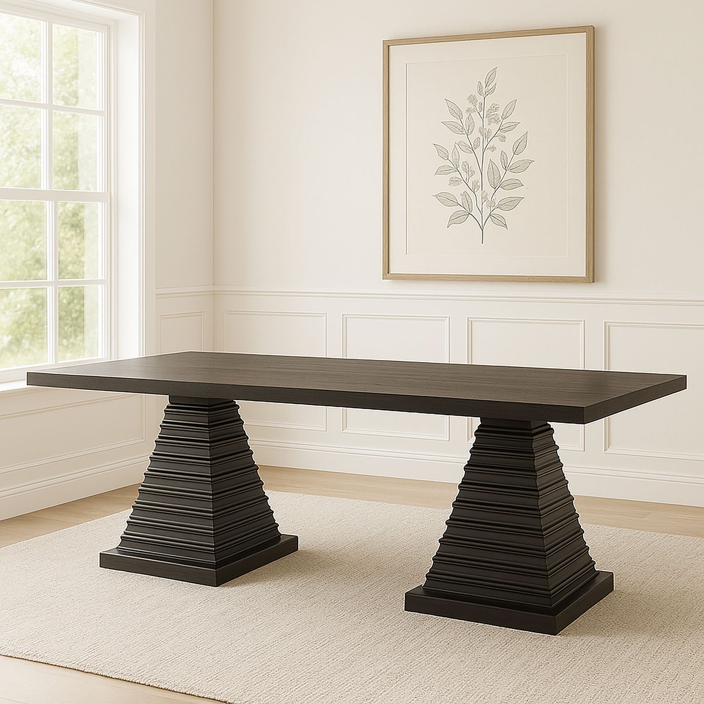 Plateau - 78" Rectangle Dining Table - Top & Base - Dark Brown