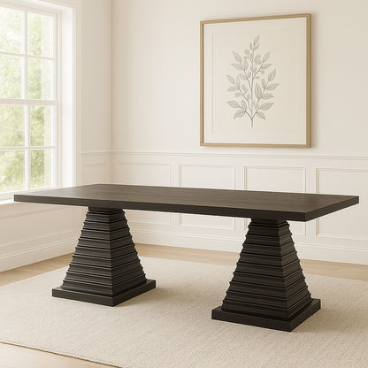 Plateau - 78" Rectangle Dining Table - Top & Base - Dark Brown
