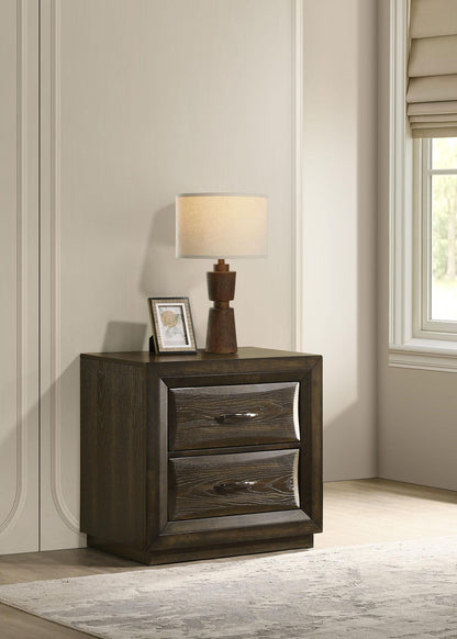Atlas 2-drawer Bedroom Nightstand Bedside Table Dark Oak