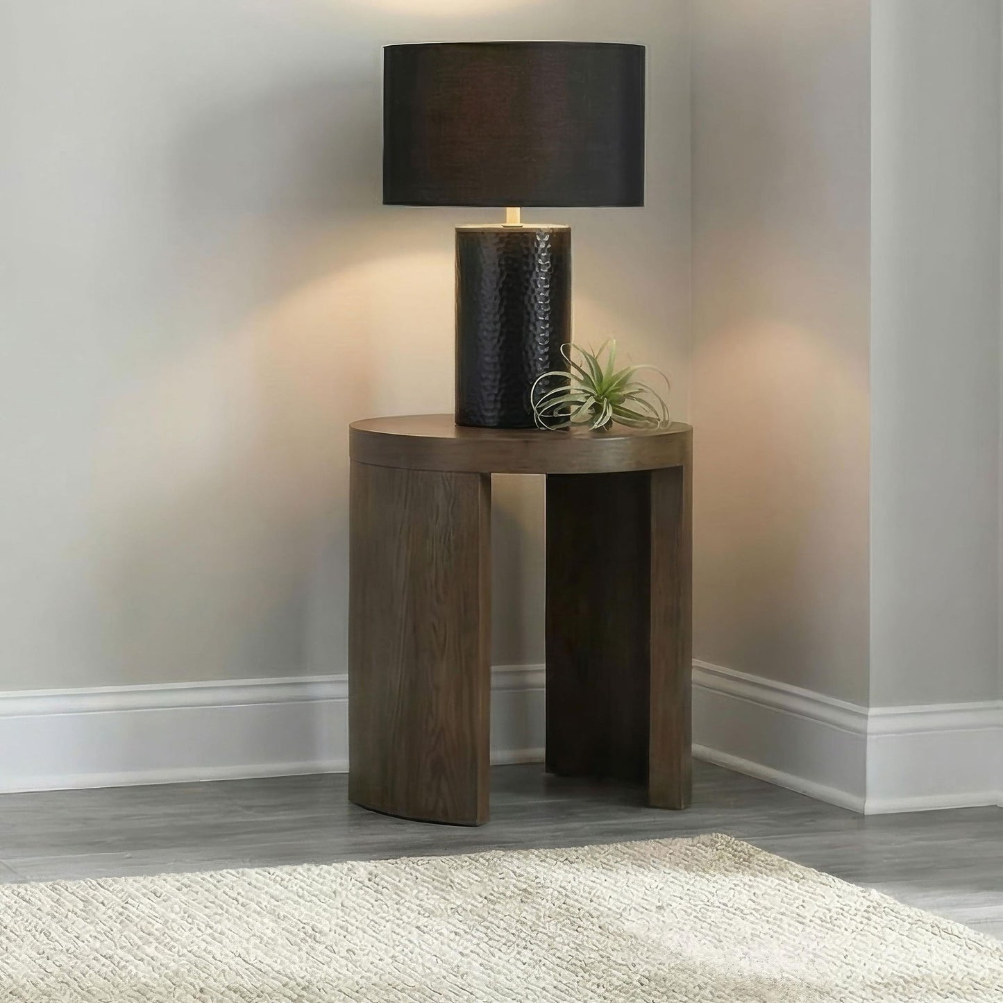 Sweeney 24-inch Round Wood Occasional Side End Table Dark Walnut