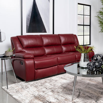 Camila Upholstered Motion Reclining Sofa Red