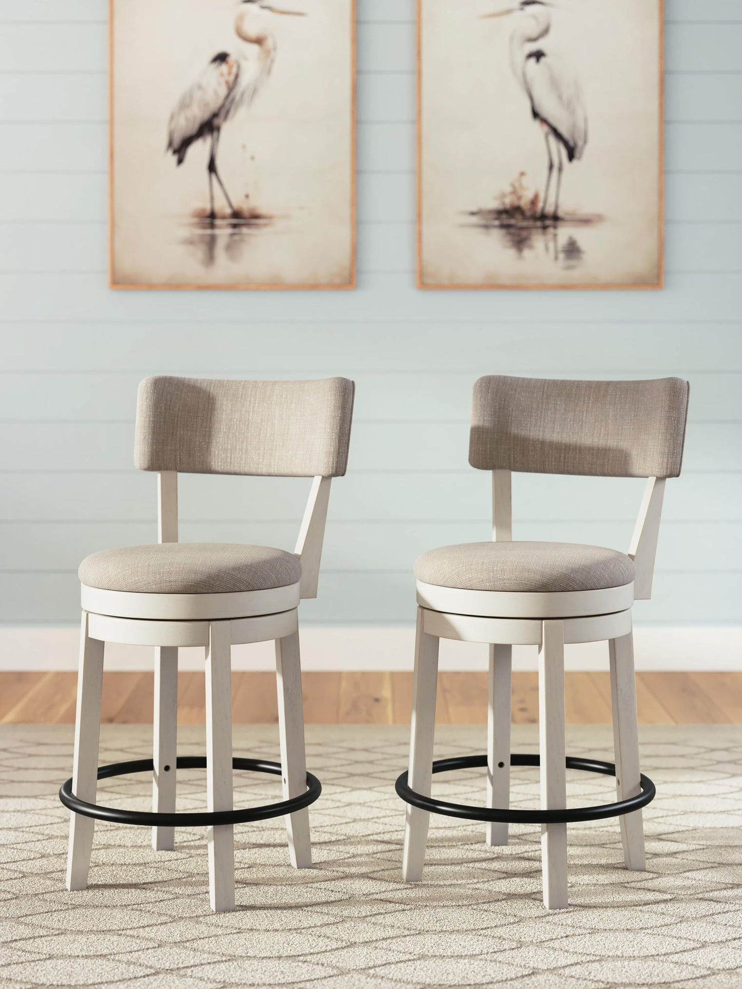 Robbinsdale - Upholstered Swivel Barstool (Set of 2) - Antique White