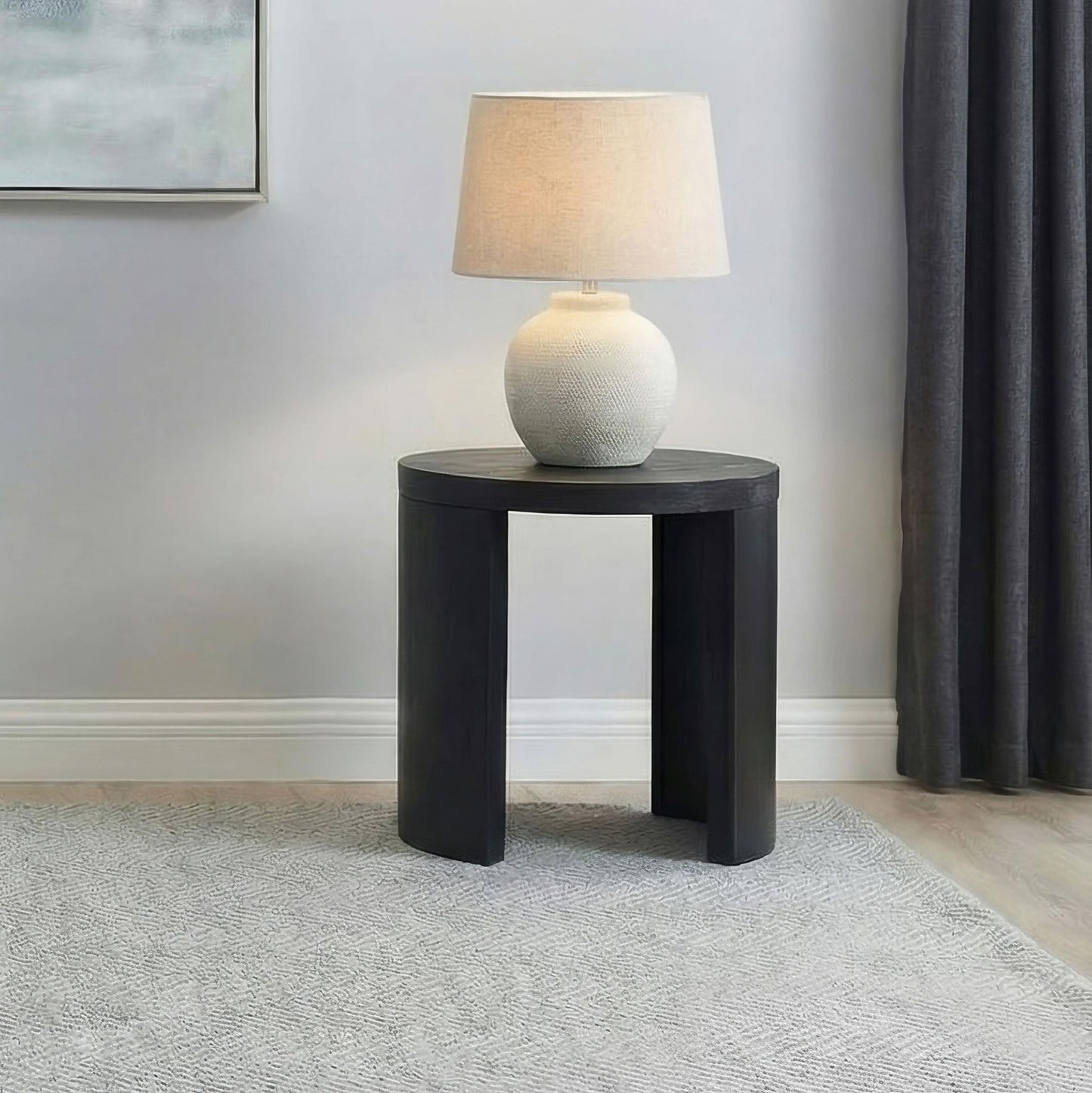 Sweeney 24-inch Round Wood Occasional Side End Table Black