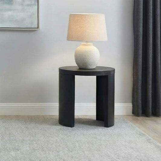 Sweeney 24-inch Round Wood Occasional Side End Table Black