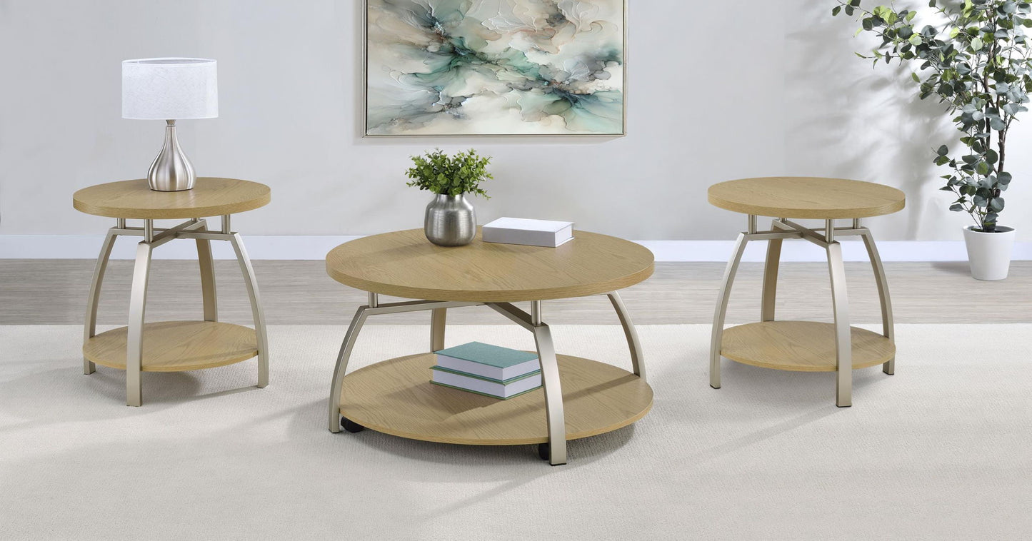 Dacre 3-piece Round Coffee and End Table Set Greige