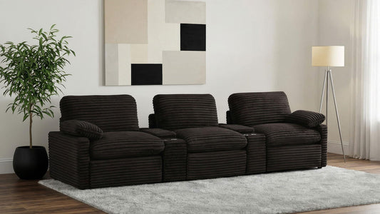 Collins 5-Piece Power Reclining Home Theater Seating Chocolate Brown