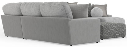 Canyon - 4 Piece Sectional With Cuddler Seat Cushions, Included Accent Pillows And Cocktail Ottoman (Right Side Facing Chaise) - Platinum