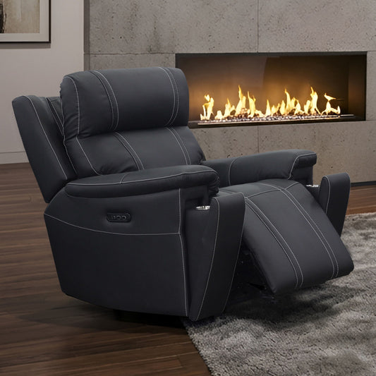 Hartley - Glider Recliner With Power Headrest & Footrest - Black