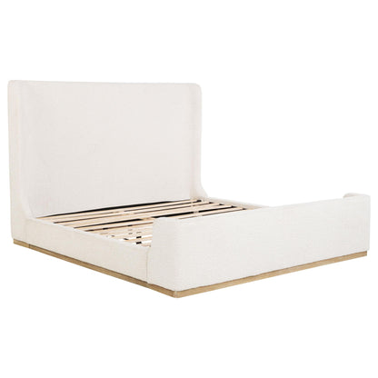 Nala Eastern King Bouclé Upholstered Platform Bed Cream