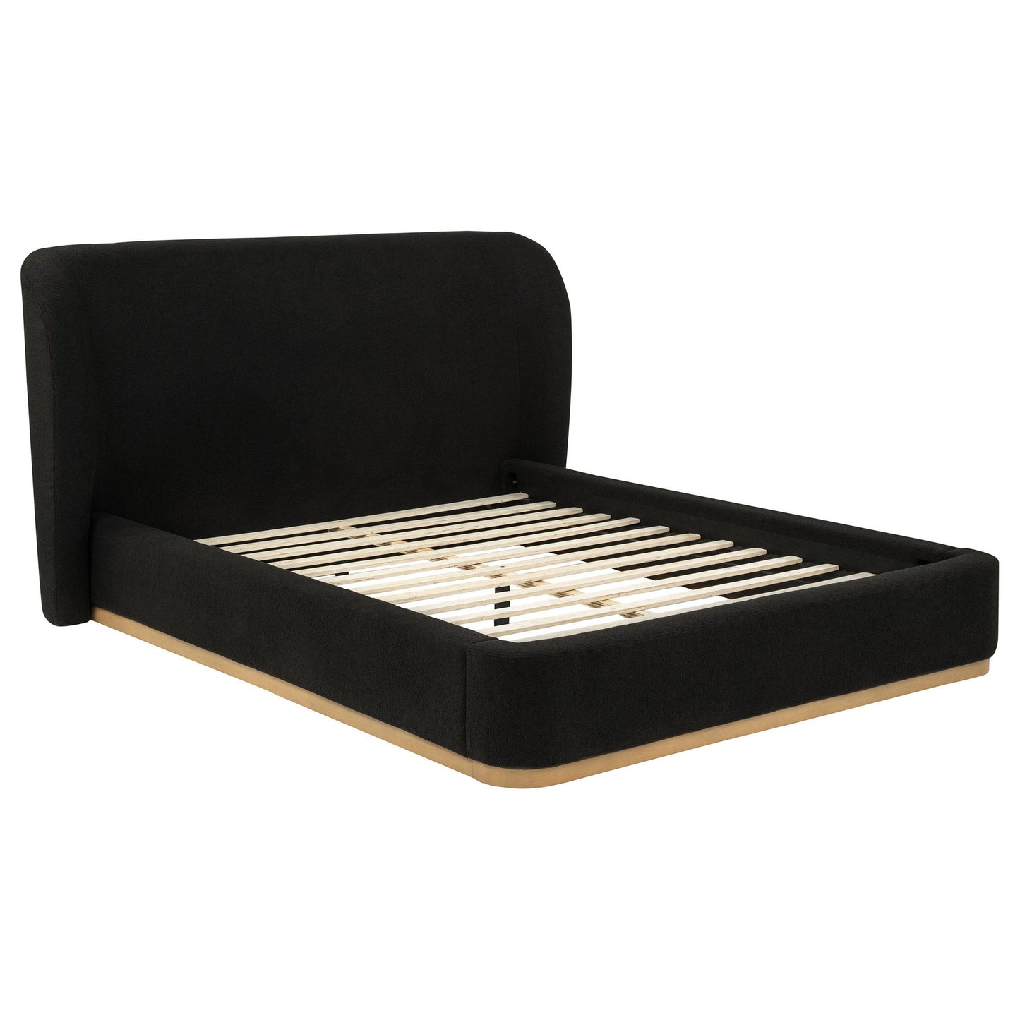 Blaire Upholstered Queen Wingback Platform Bed Black
